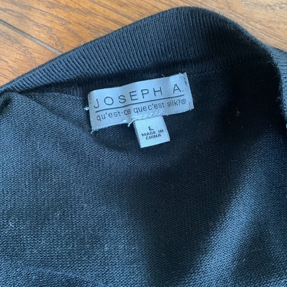 Joseph A. Open Front Black Fringe Hem Cardigan Sweater Hi Lo Style Size Large - Picture 4 of 10